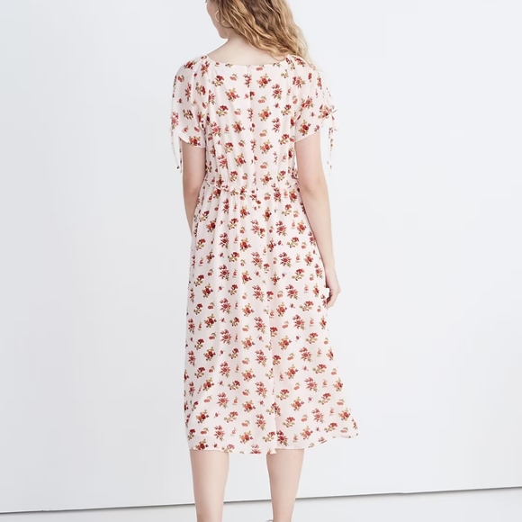 Madewell Tie-Sleeve Ruffle-Waist Midi Dress - Picture 3 of 14